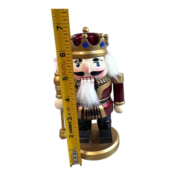 Wooden King Nutcracker Figurine Toy Soldier Red & Gold Accent 6" Holiday Display - Picture 4 of 8